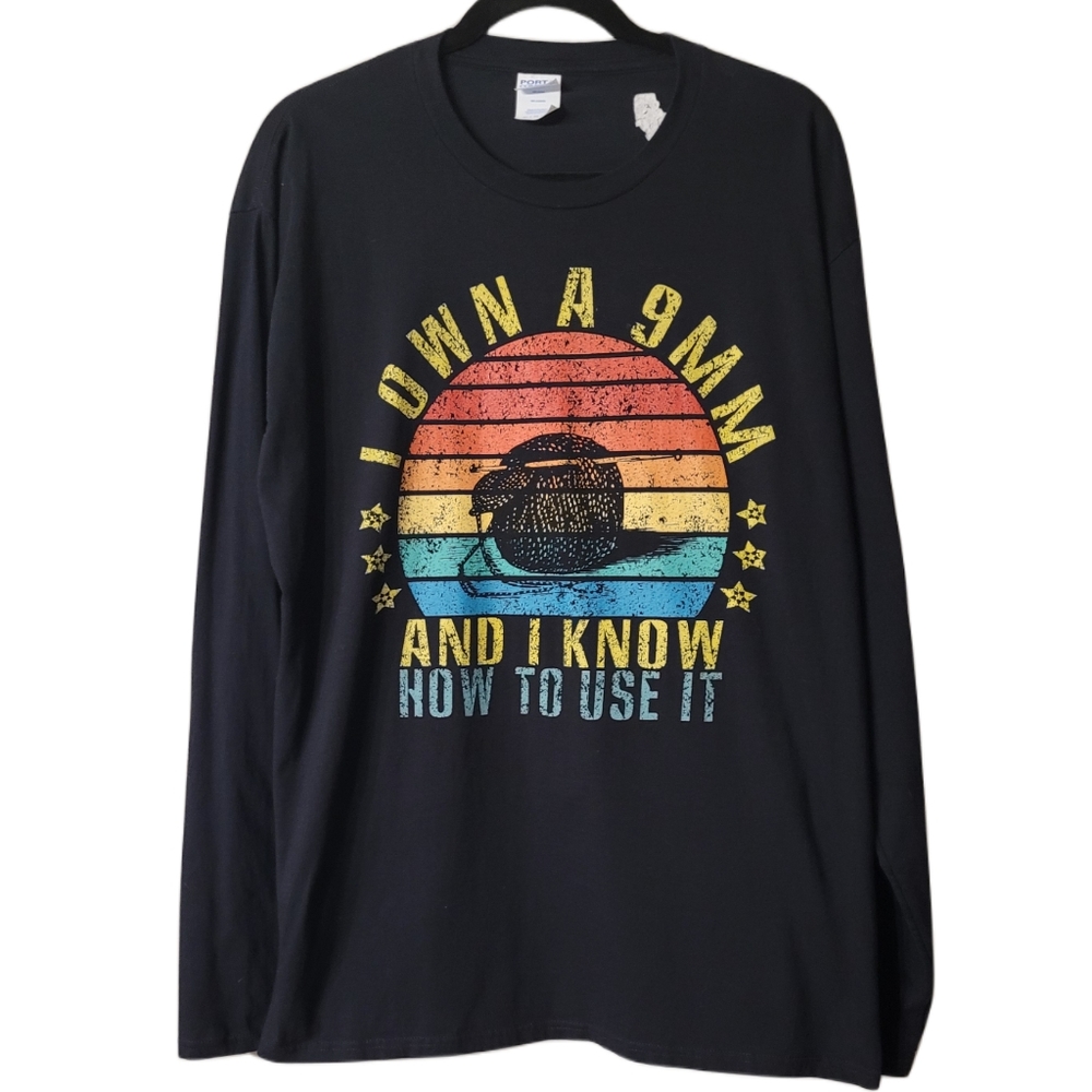 9mm Long-Sleeve T-Shirt Size XL Black